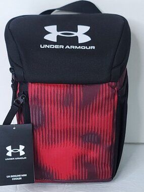 Under Armour Red Black UA Sideline Mini Cooler Hard Hot Cold Lunch Box  NEW